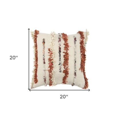 Natural 100% Wool Striped Pillow