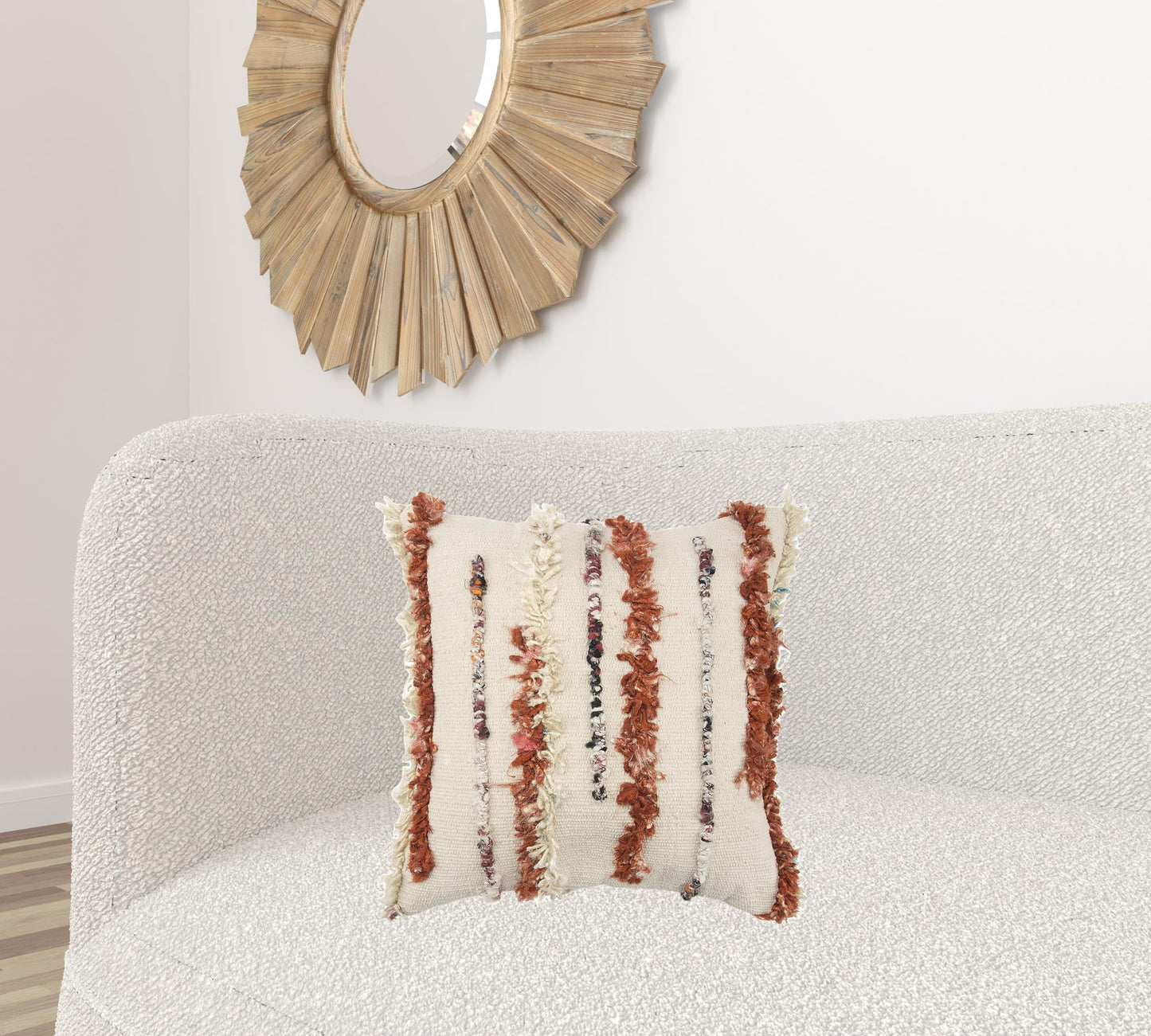 Natural 100% Wool Striped Pillow