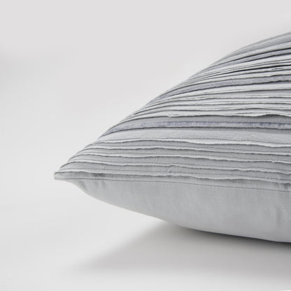 Light Blue Striped Cotton Blend Pillow