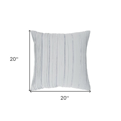 Light Blue Striped Cotton Blend Pillow