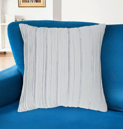 Light Blue Striped Cotton Blend Pillow