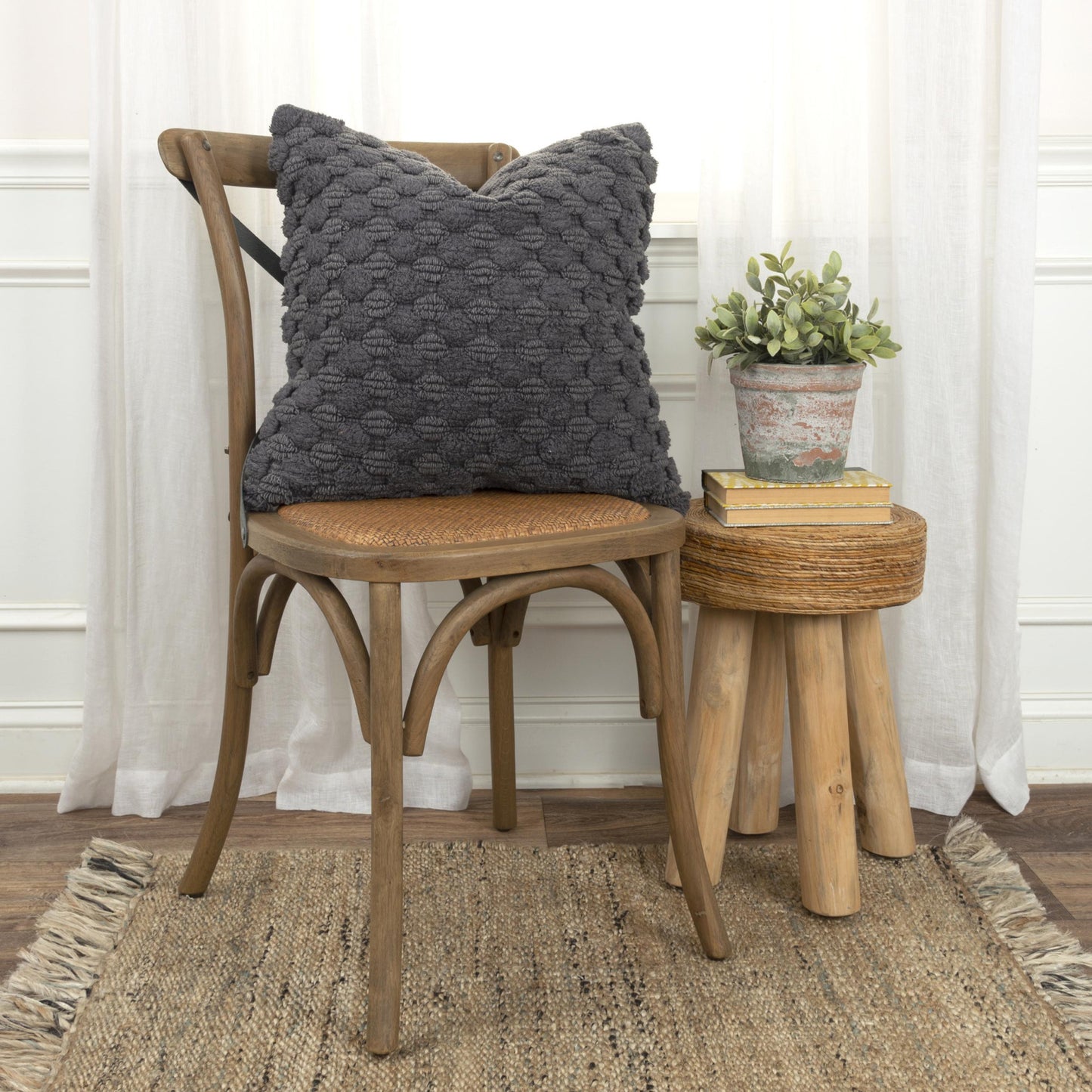Charcoal Cotton Pillow w/ Texture