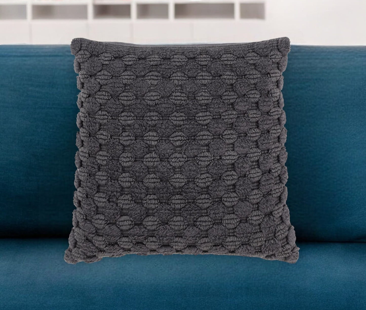Charcoal Cotton Pillow w/ Texture