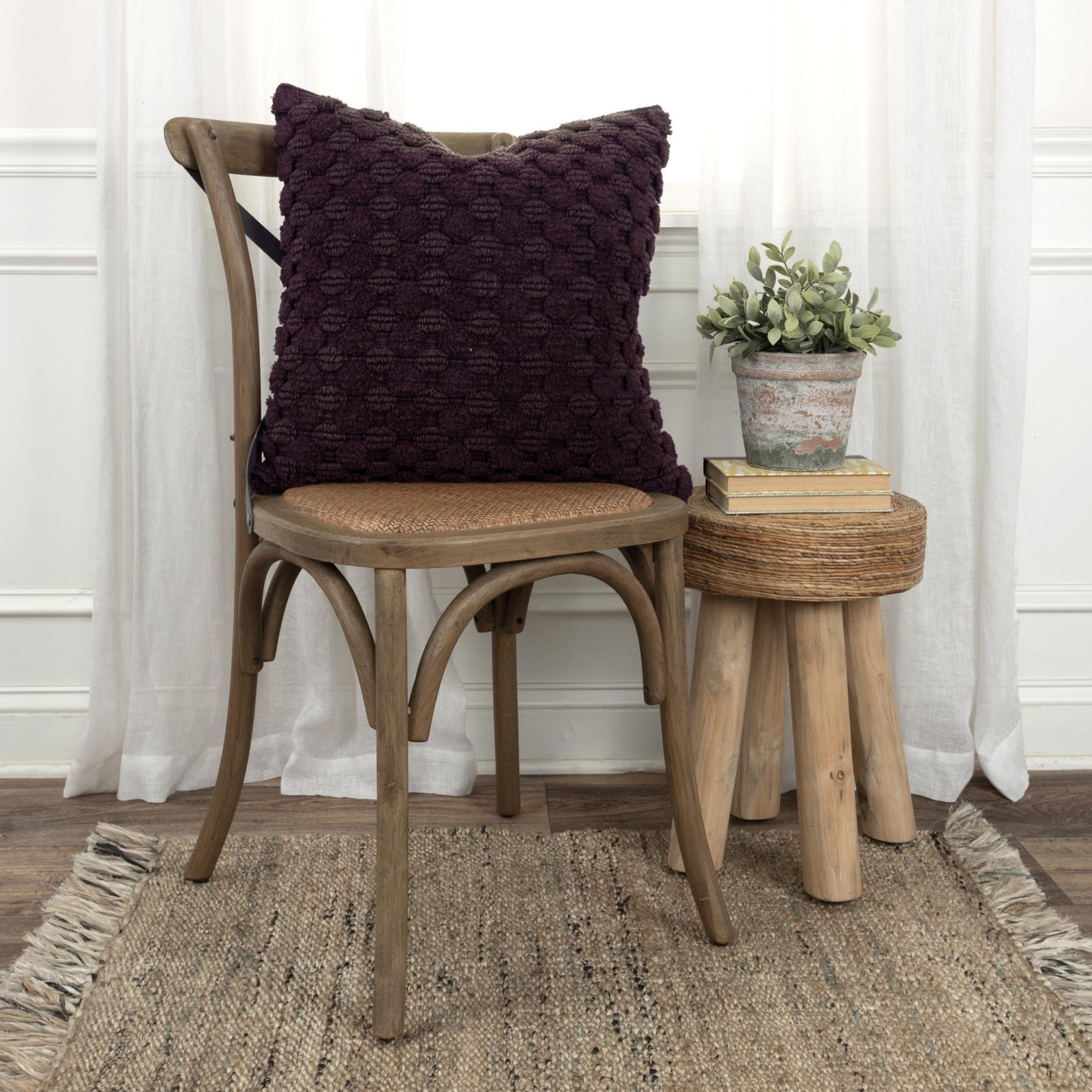 Wine Cotton Pillow w/ Texture