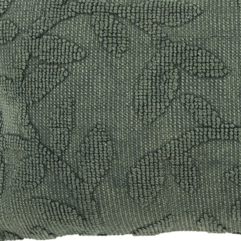 Green Botanical Cotton Pillow w/ Texture