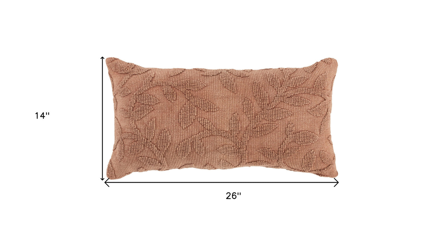 Terra Cotta Botanical Cotton Pillow w/ Texture