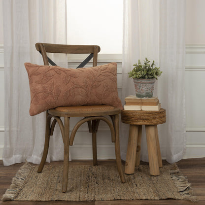 Terra Cotta Botanical Cotton Pillow w/ Texture