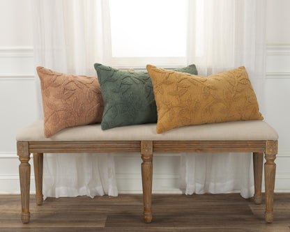 Terra Cotta Botanical Cotton Pillow w/ Texture