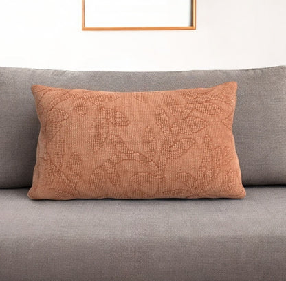 Terra Cotta Botanical Cotton Pillow w/ Texture