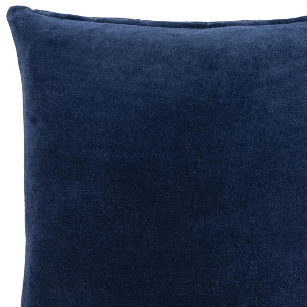 Blue Cotton Blend Pillow