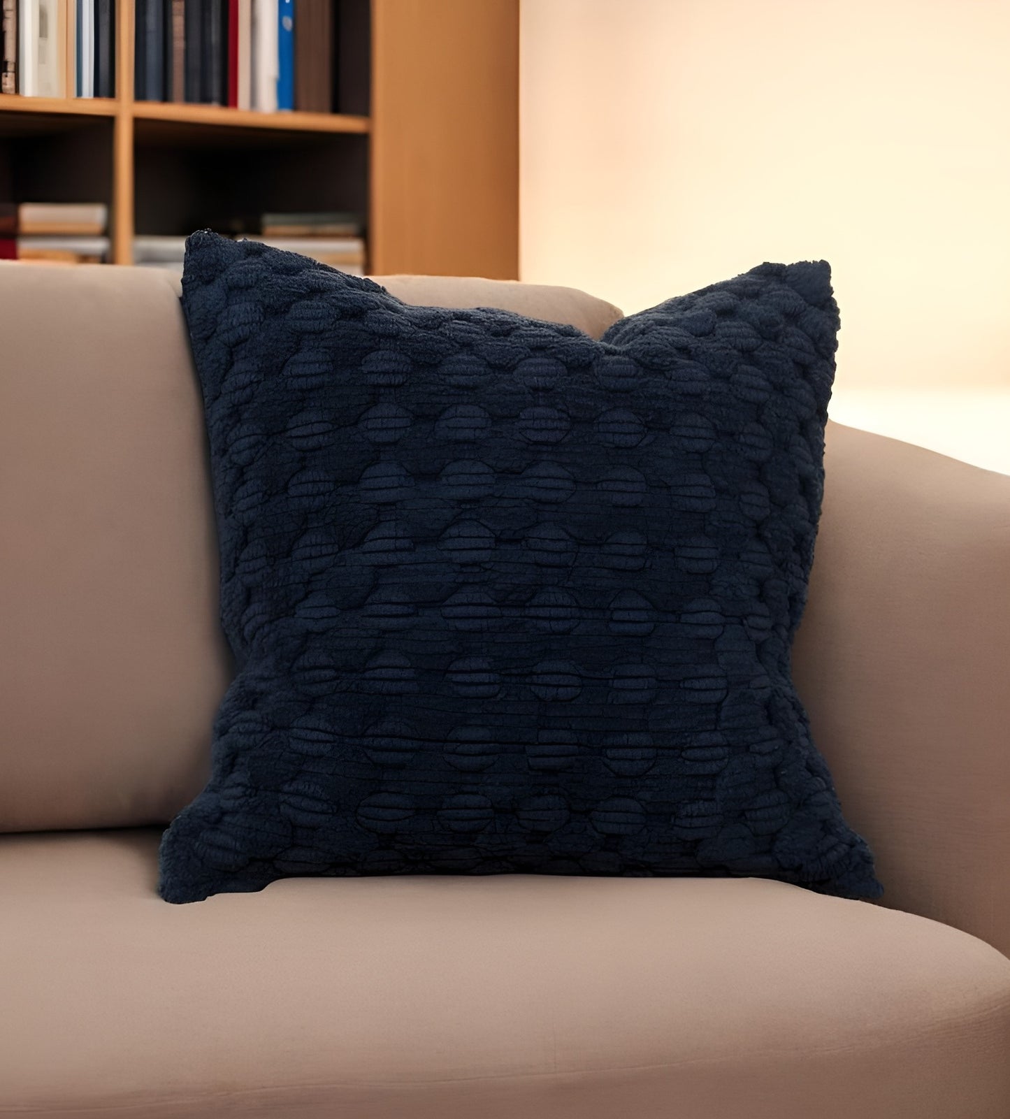 Blue Cotton Pillow w/ Texture