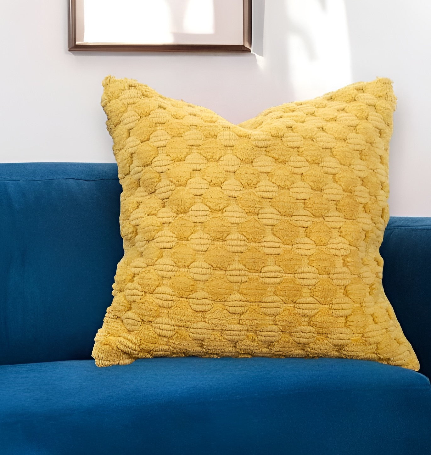 Yellow Cotton Pillow w/ Texture