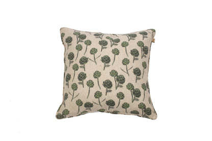 Beige & Green Artichoke Cotton Pillow
