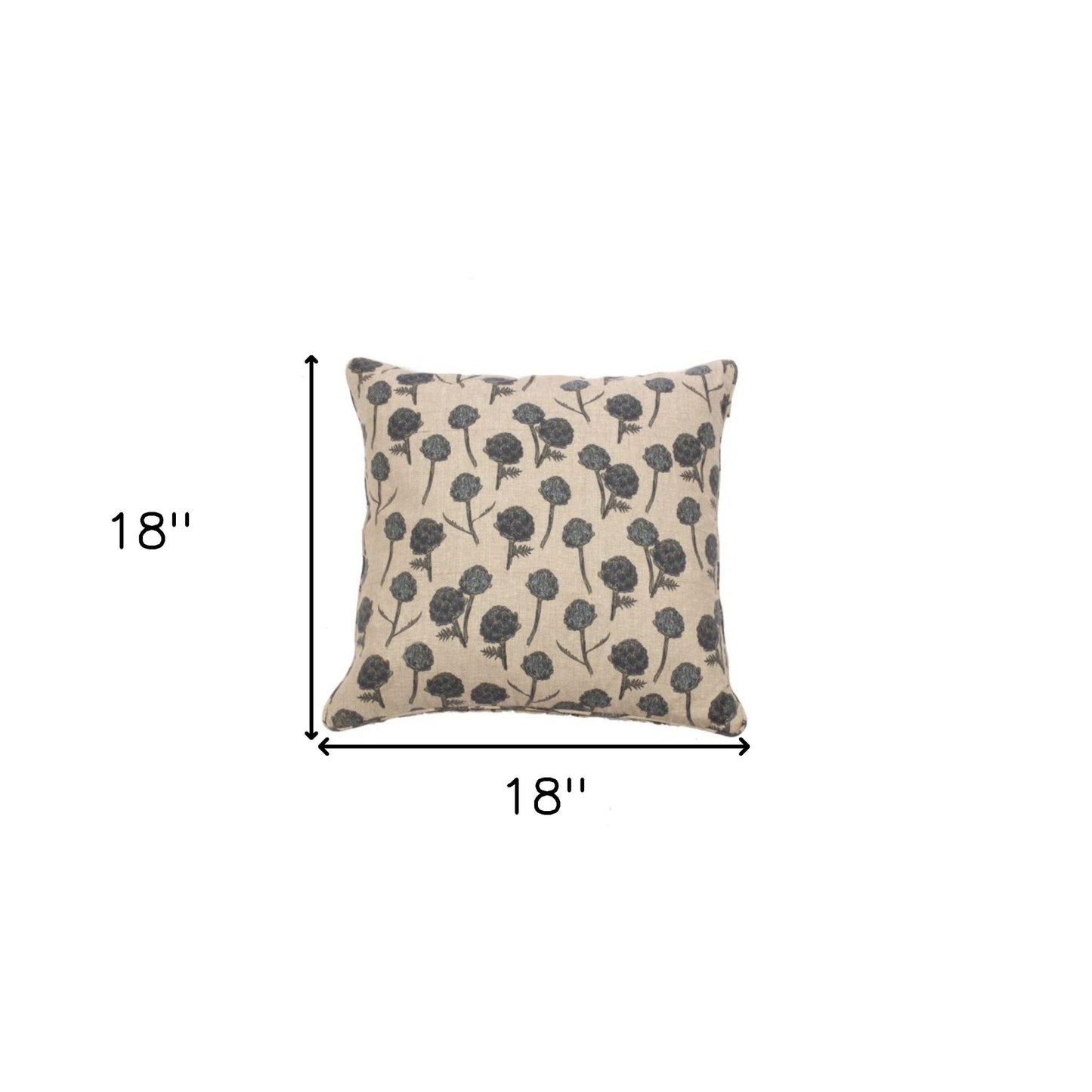 Beige & Blue Artichoke Cotton Pillow
