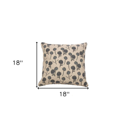Beige & Blue Artichoke Cotton Pillow