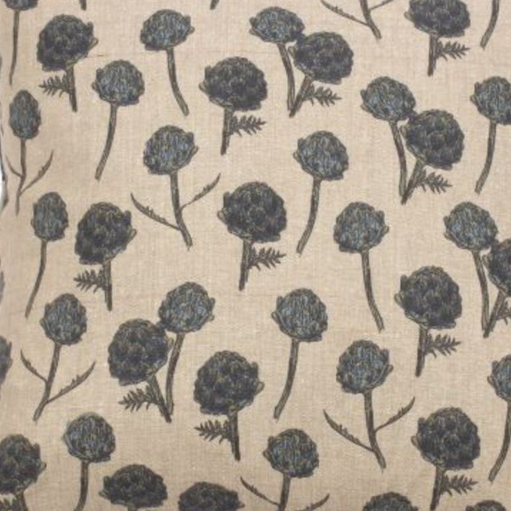 Beige & Blue Artichoke Cotton Pillow