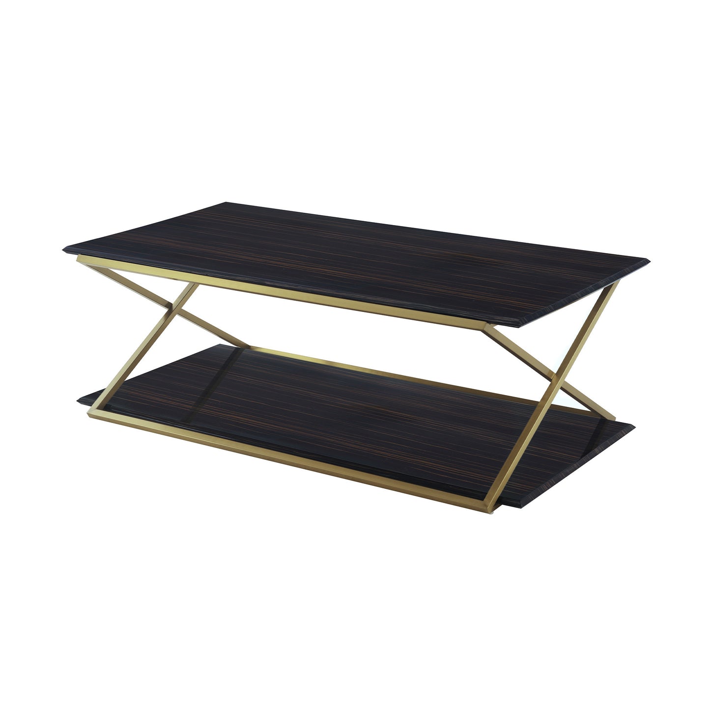 Dark Brown & Gold Metal Coffee Table