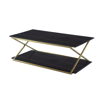 Dark Brown & Gold Metal Coffee Table