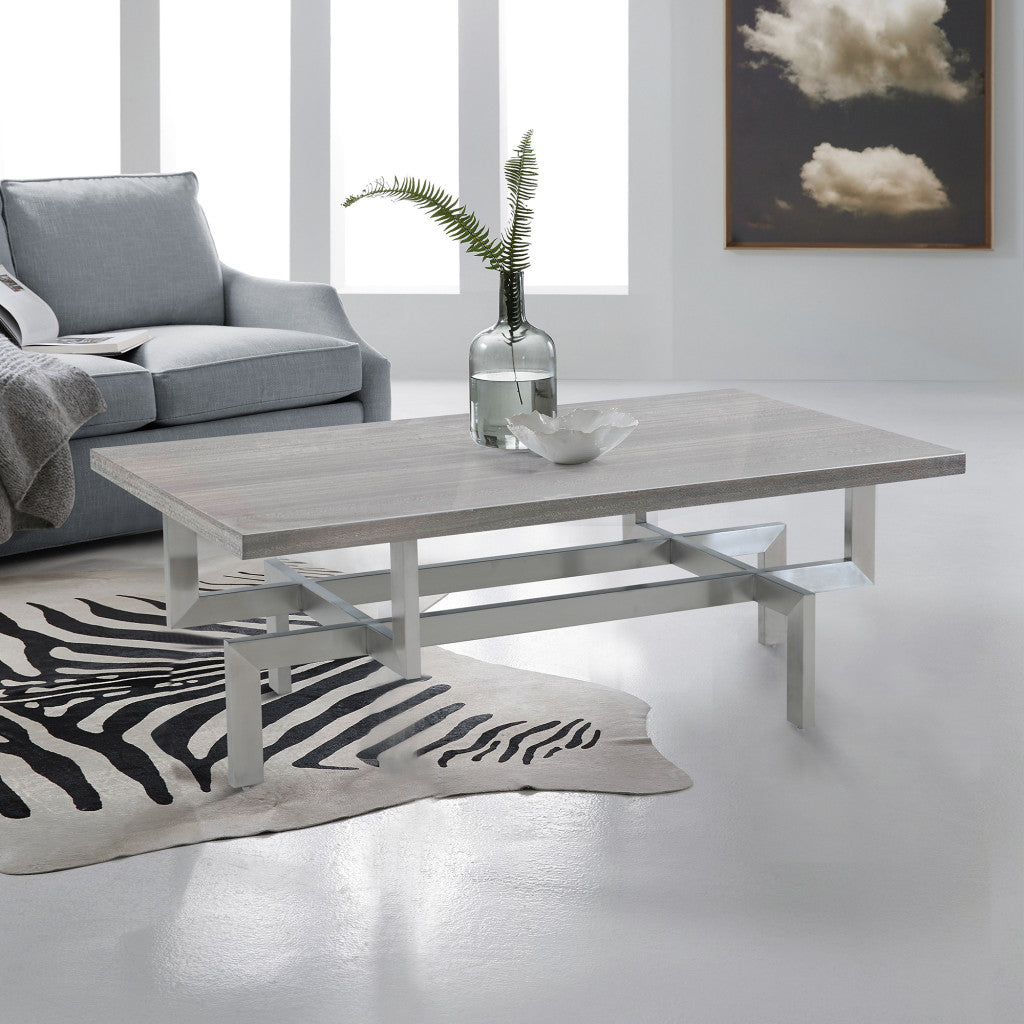 Gray & Silver Stainless Steel Coffee Table