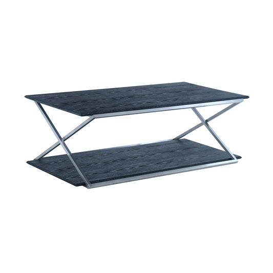 Black & Silver Stainless Steel Coffee Table