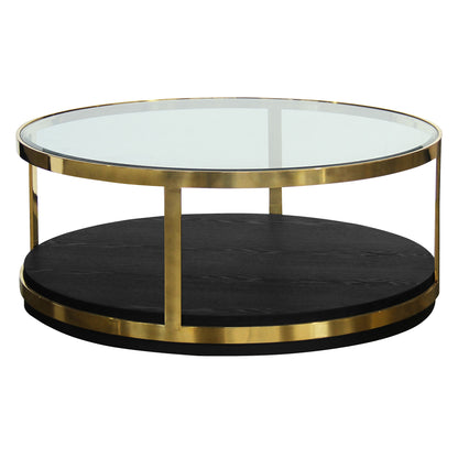 Black & Gold Glass & Metal Round Coffee Table