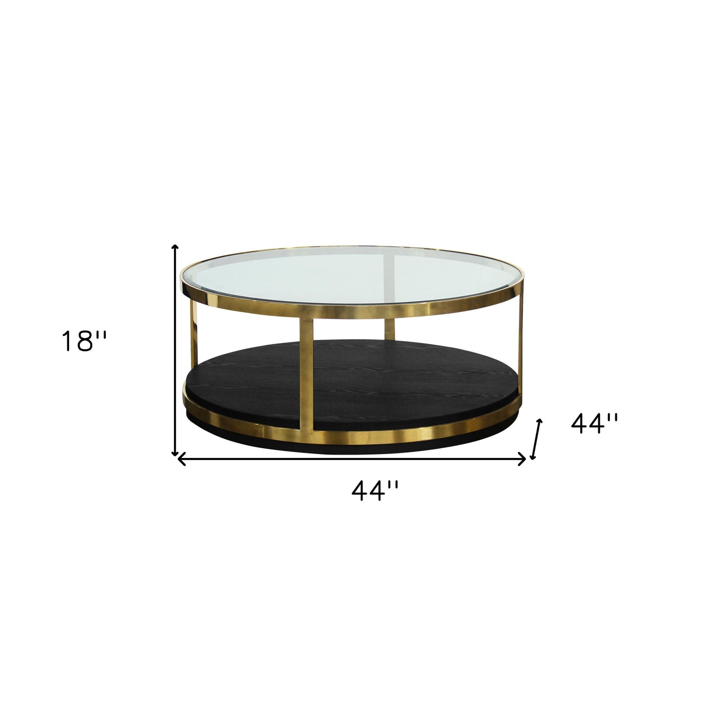 Black & Gold Glass & Metal Round Coffee Table
