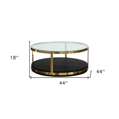 Black & Gold Glass & Metal Round Coffee Table
