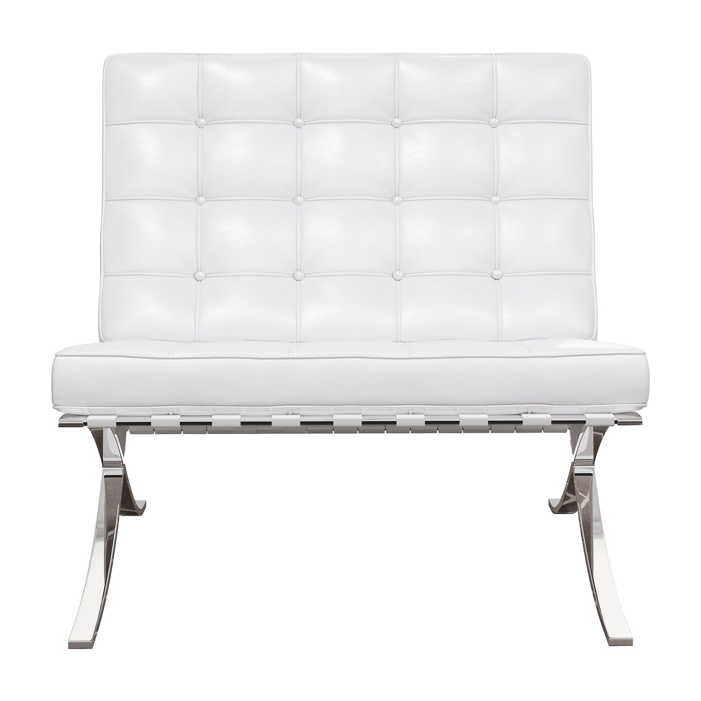 White & Silver Italian Leather Tufted Lounge Chair