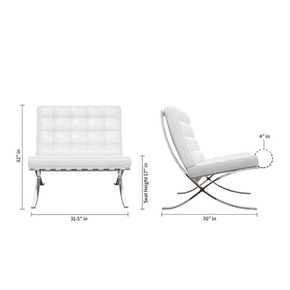White & Silver Italian Leather Lounge Chair