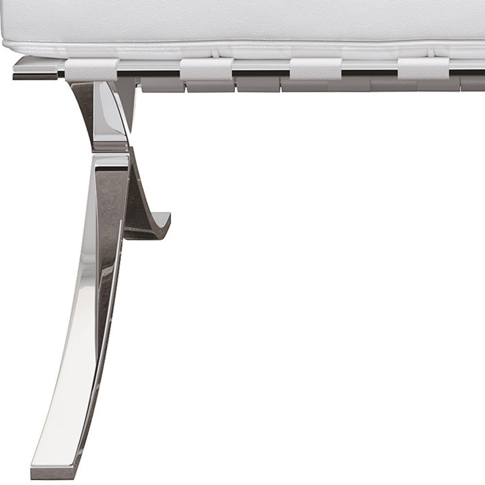 White & Silver Italian Leather Lounge Chair