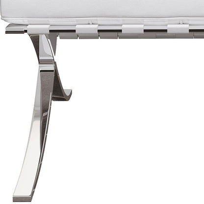 White & Silver Italian Leather Lounge Chair