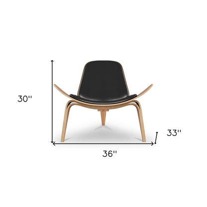 Black & Brown Genuine Leather Lounge Chair