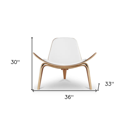 White & Brown Genuine Leather Lounge Chair