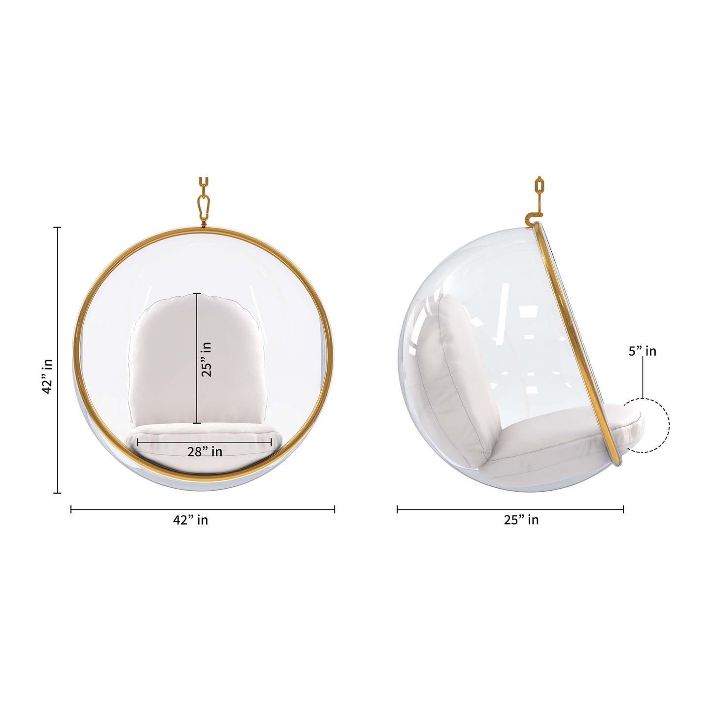 White Faux Leather Balloon Chair