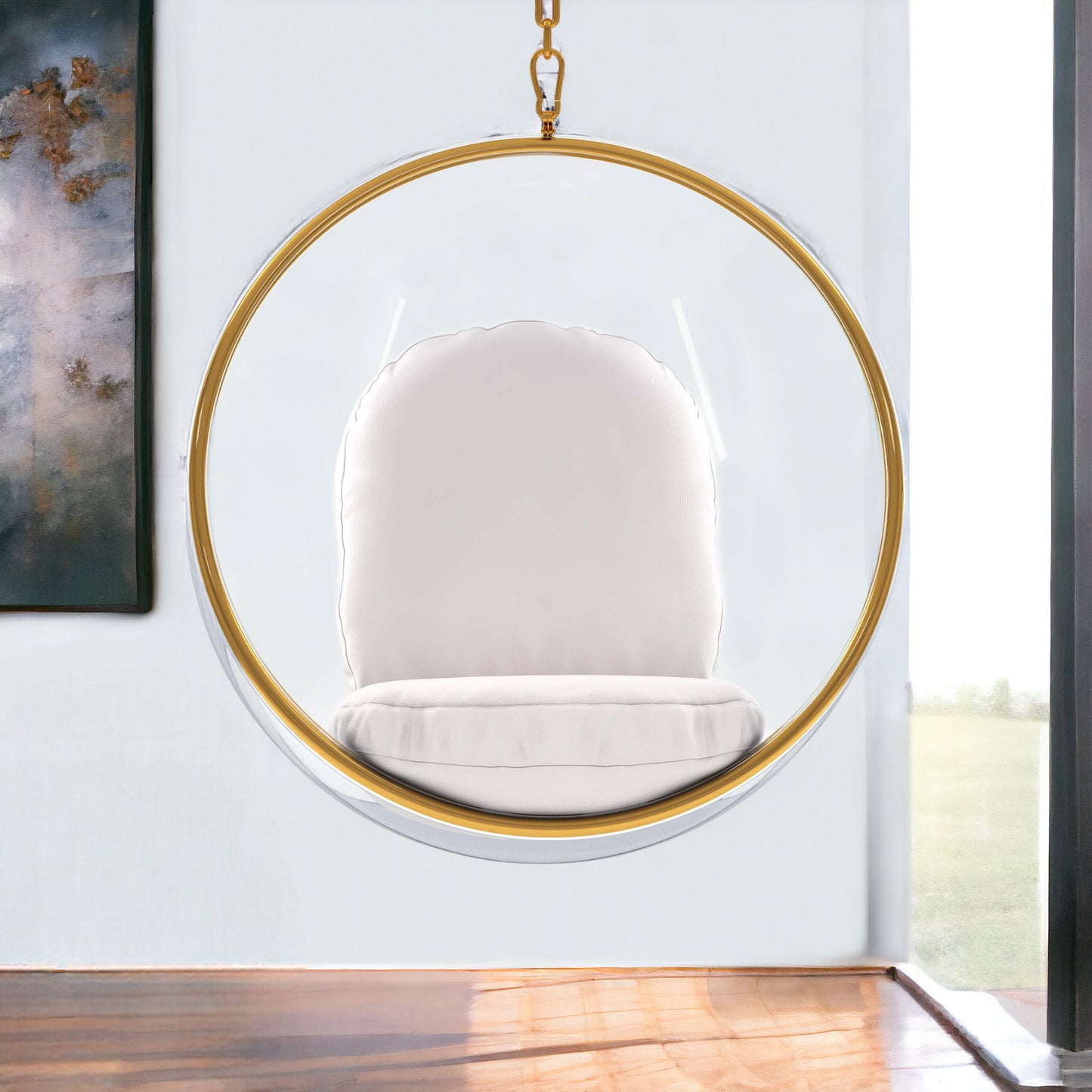 White Faux Leather Balloon Chair