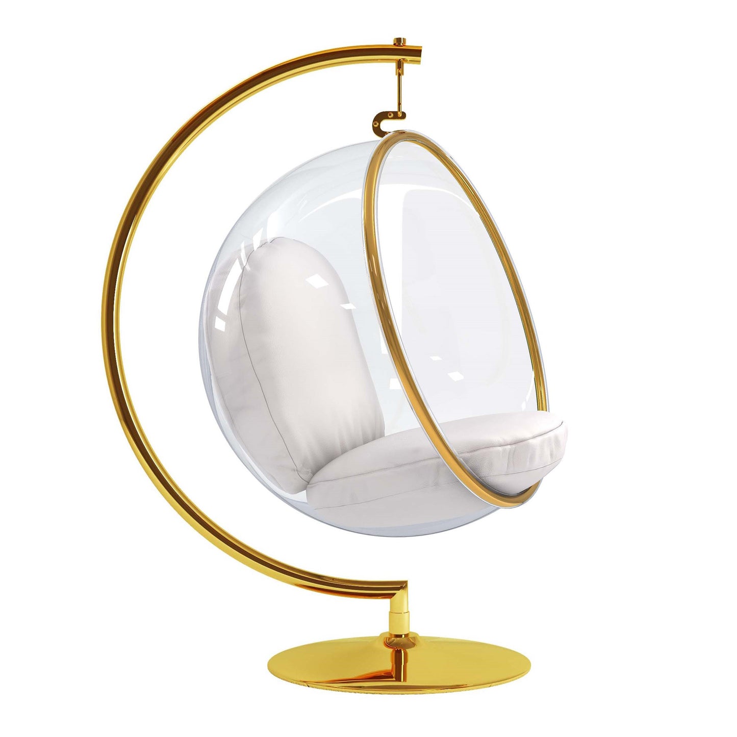 White & Gold Faux Leather Balloon Chair