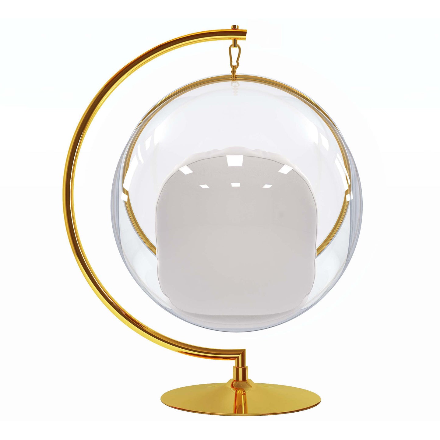White & Gold Faux Leather Balloon Chair