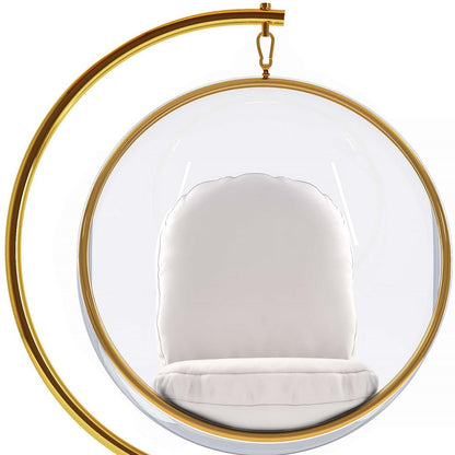 White & Gold Faux Leather Balloon Chair