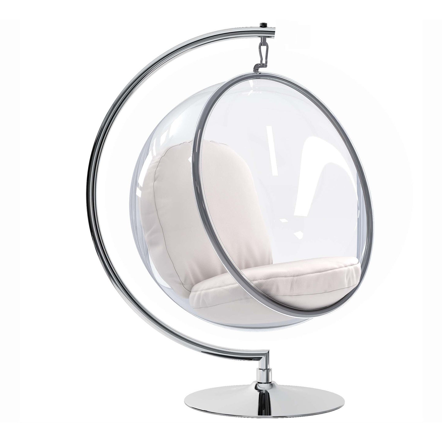 White & Silver Faux Leather Balloon Chair