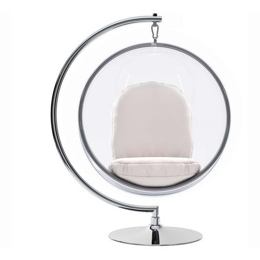 White & Silver Faux Leather Balloon Chair