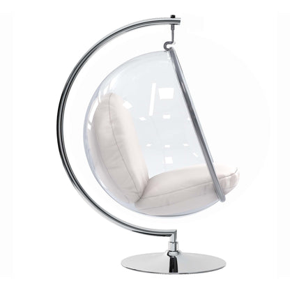 White & Silver Faux Leather Balloon Chair