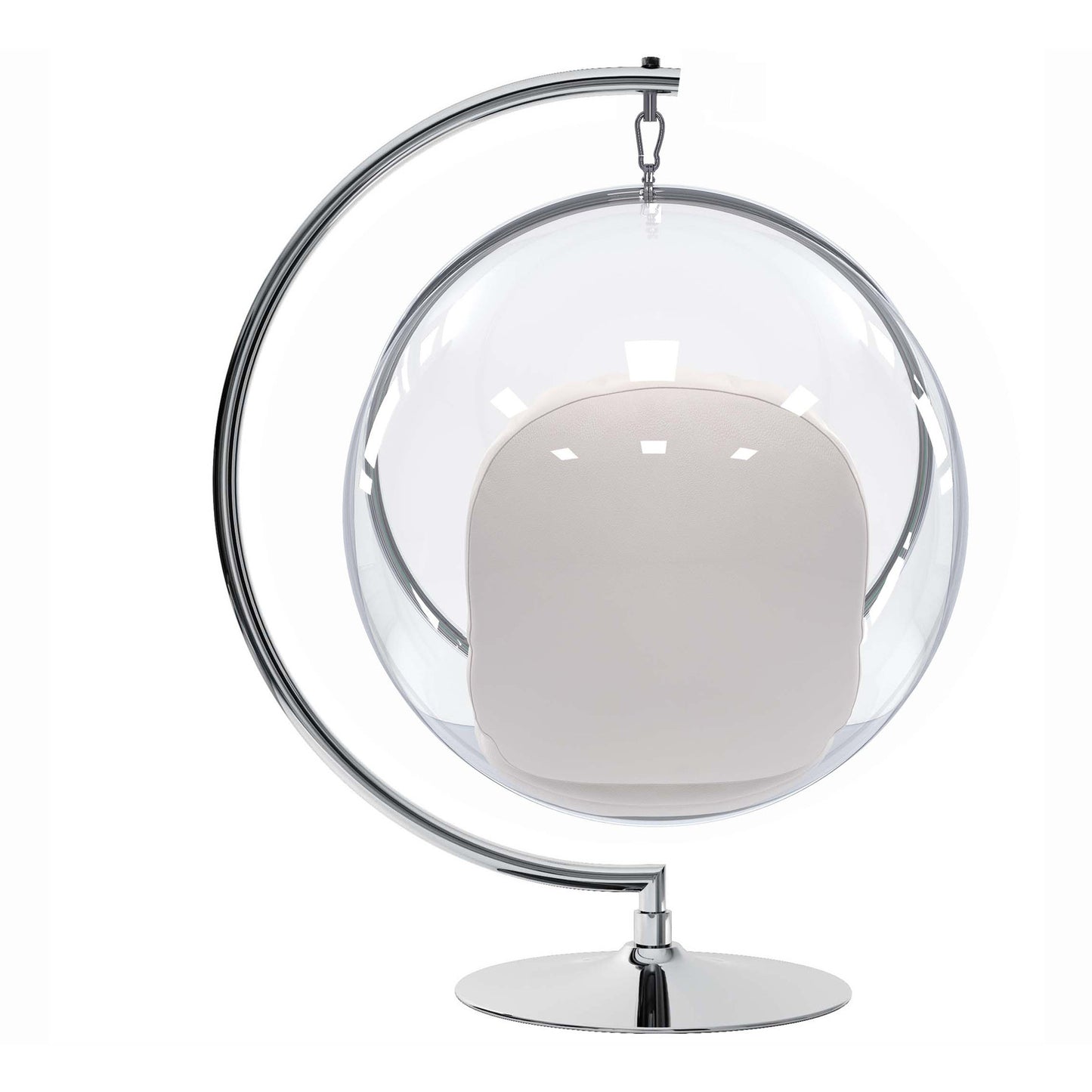 White & Silver Faux Leather Balloon Chair