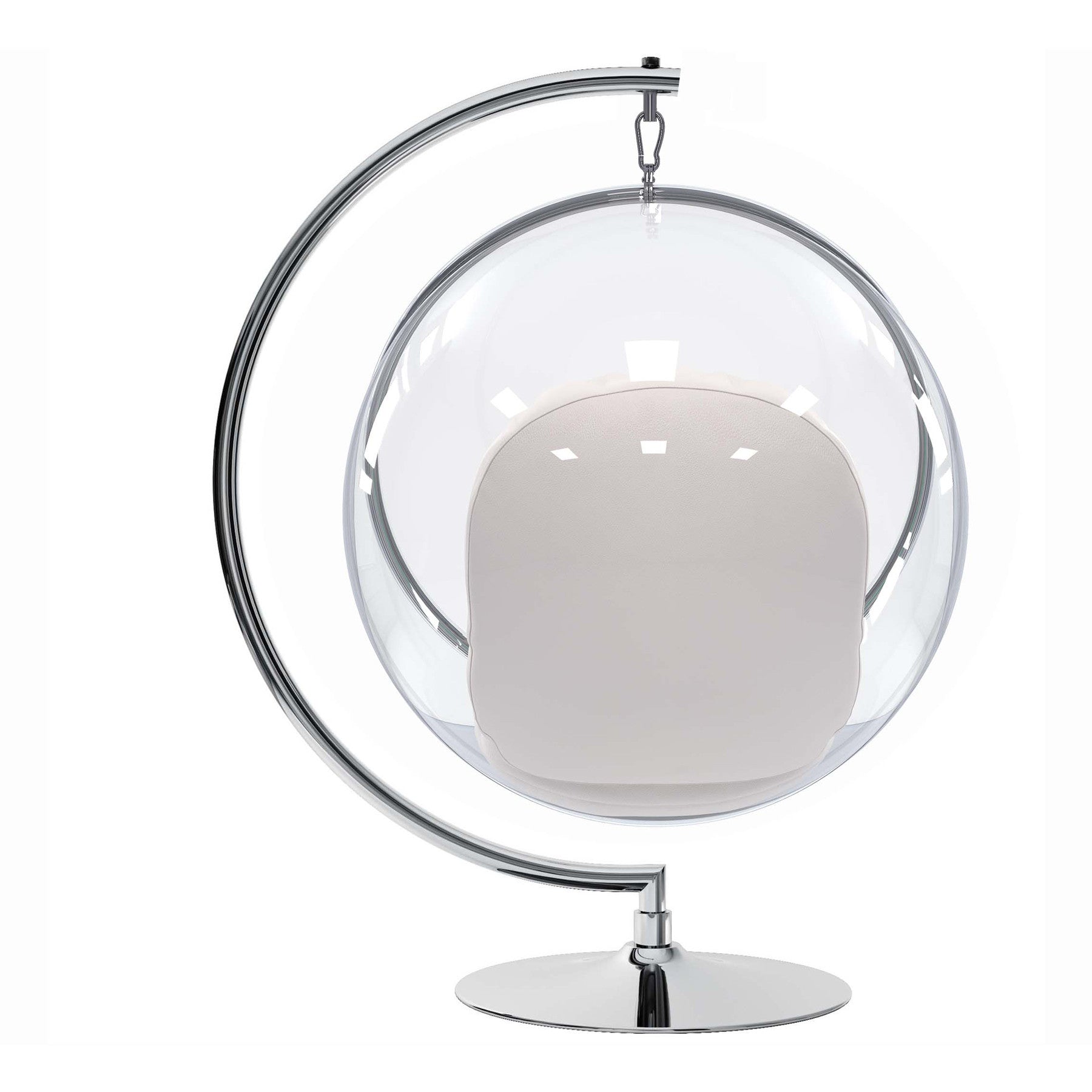 White & Silver Faux Leather Balloon Chair