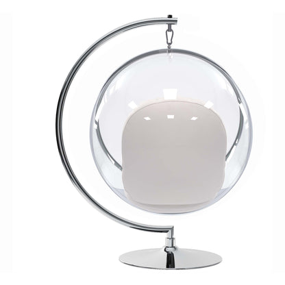 White & Silver Faux Leather Balloon Chair