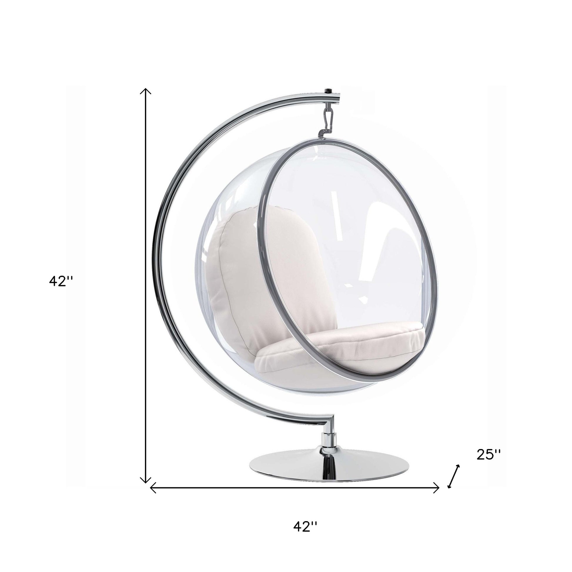 White & Silver Faux Leather Balloon Chair