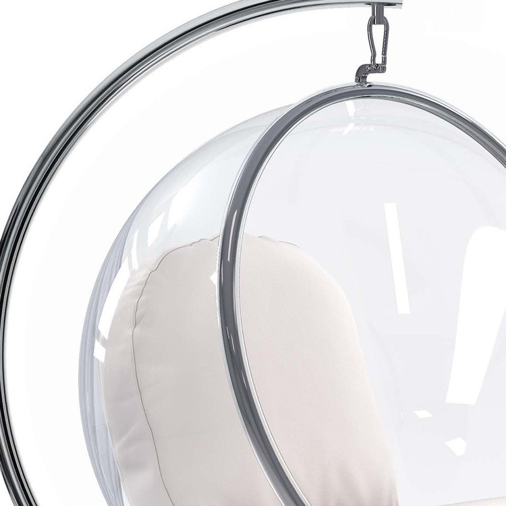 White & Silver Faux Leather Balloon Chair