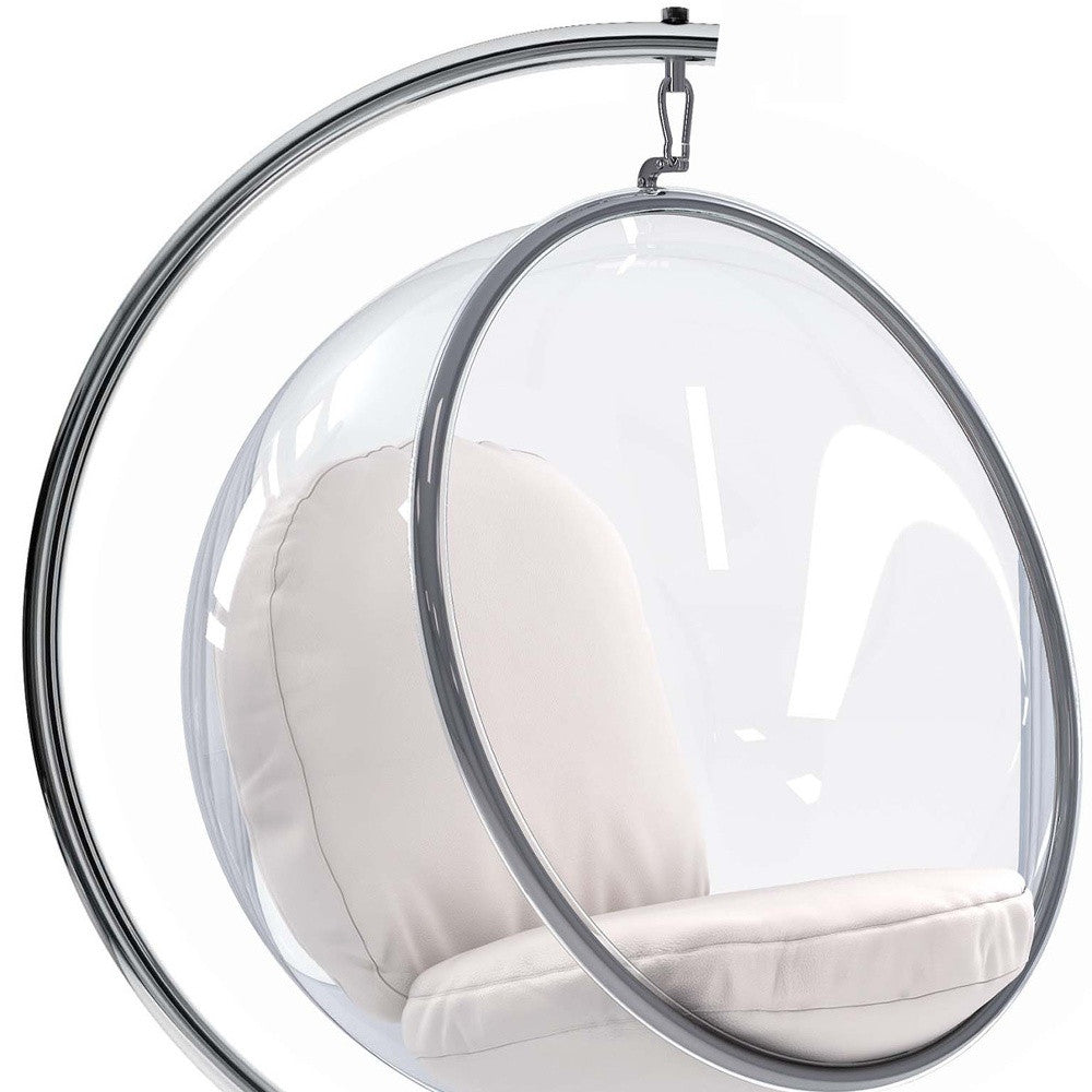 White & Silver Faux Leather Balloon Chair
