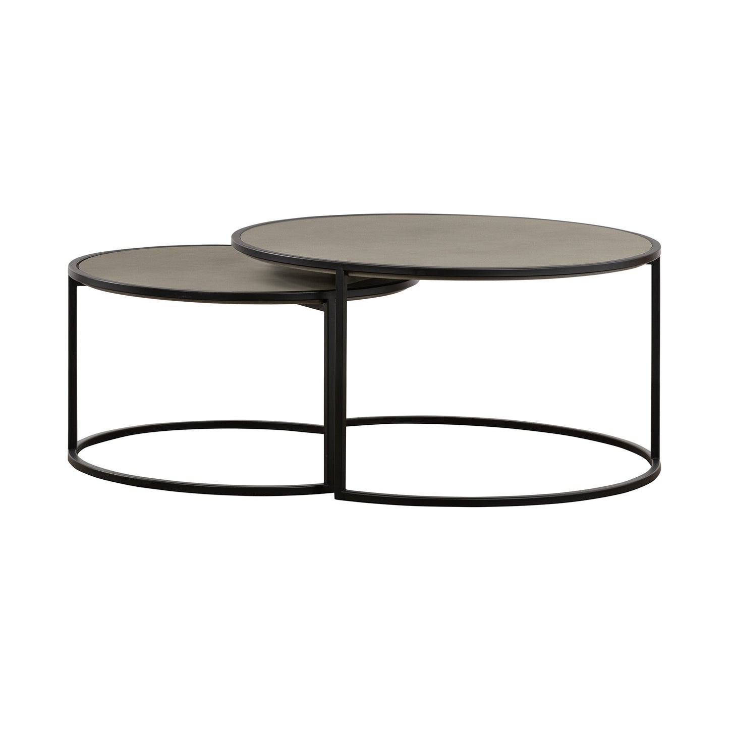 Set of 2 32" Gray & Black Concrete & Metal Round Nested Coffee Tables image 5