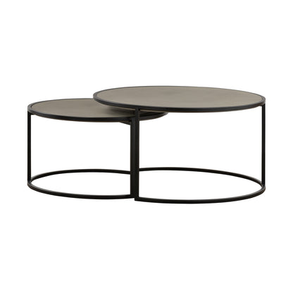 Set of 2 32" Gray & Black Concrete & Metal Round Nested Coffee Tables image 5