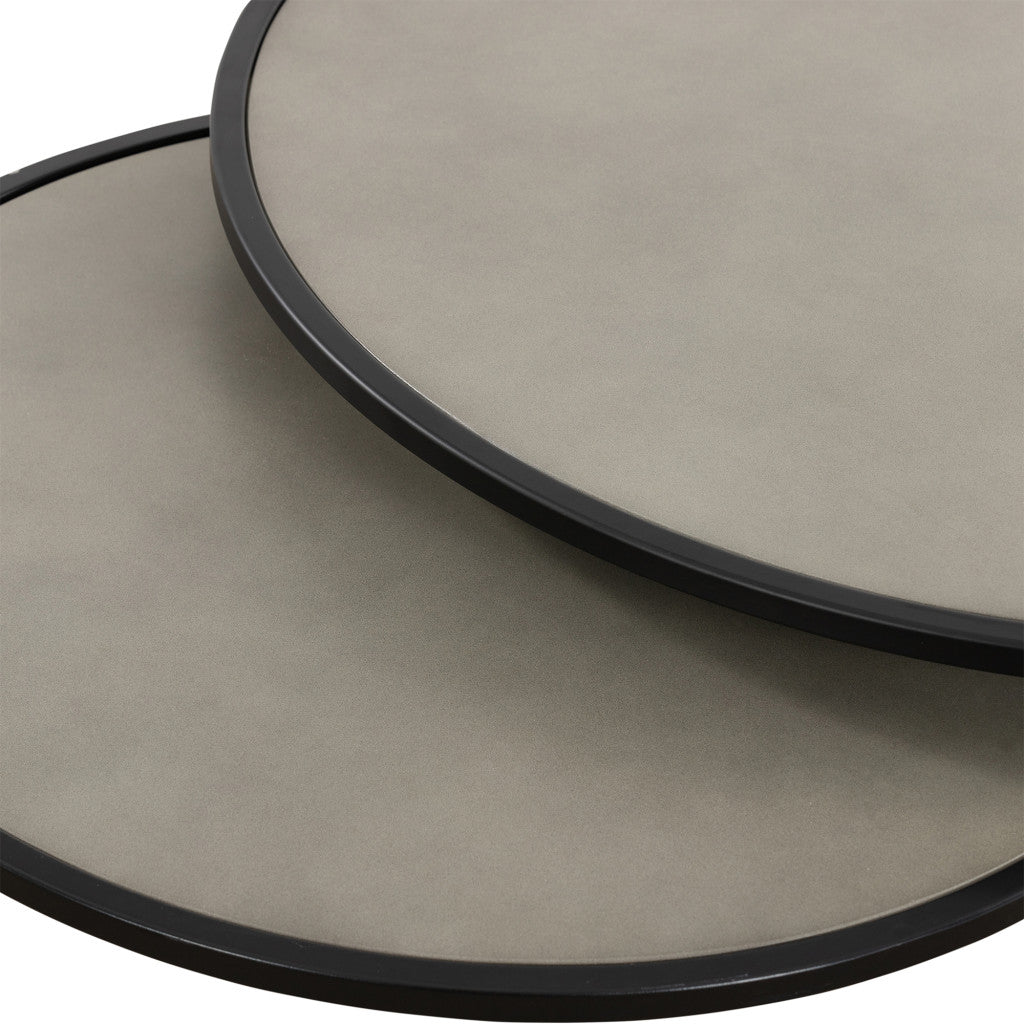 Set of 2 32" Gray & Black Concrete & Metal Round Nested Coffee Tables image 6